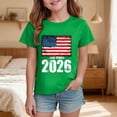 thumbnail image 2 of WUANDIXFA Kids Shirt 250 Anniversary USA Girls' United States Patriotic T-Shirt with American Flag Crewneck Short Sleeve Green,11-12 Years, 2 of 5