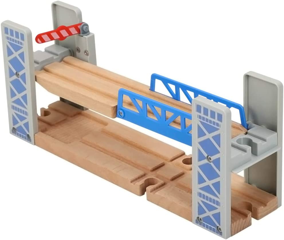 Wooden Train Set Accessories Wood Railway Bridge for Railroad Tracks, 2