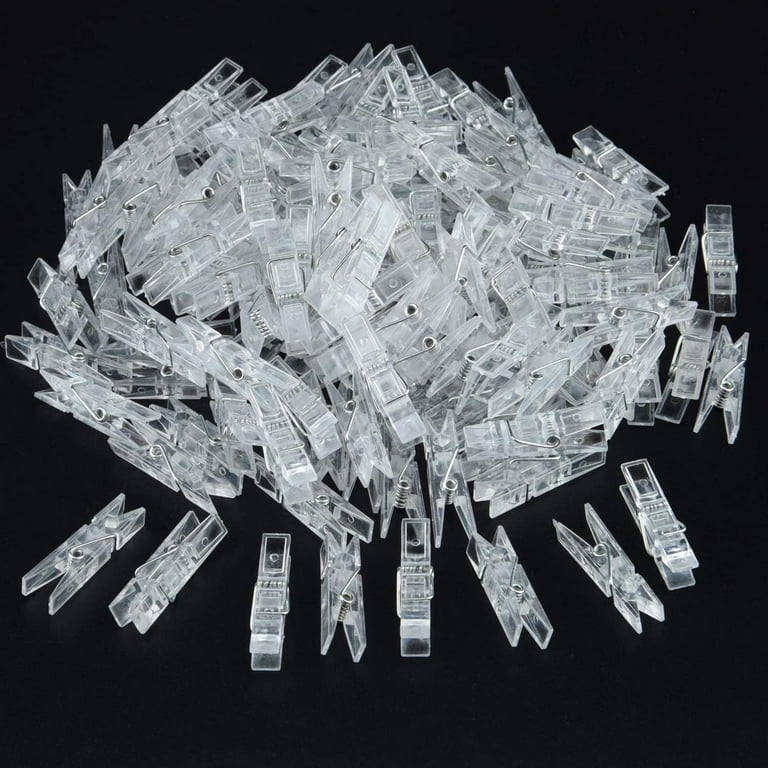 150pcs Photo Clips Mini Clear Plastic Utility Paper Clip