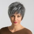 thumbnail image 2 of WXLCISI Synthetic Short Ombre Gray Pixie Haircut Wig with Bangs Glueless Layered Wig Wavy Grey to Black Wigs for Women, 2 of 8
