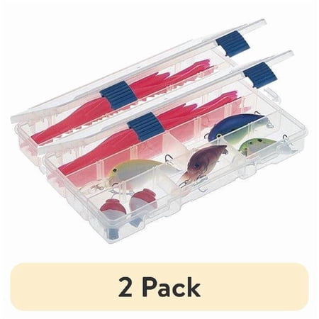 (2 pack) Plano Fishing Tackle Boxes & Bait Storage Prolatch Adjustable Transparent Stowaway Utility Box Clear