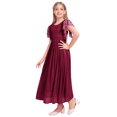 thumbnail image 5 of IBTOM CASTLE Flower Girl Flowy Ruffle Chiffon Trim A-Line Dress for Kid Wedding Junior Bridesmaid Communion Party Pageant Maxi Belted Gown 13-14 Years Wine Red, 5 of 8