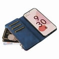thumbnail image 5 of Zipper Wallet Case for Google Pixel 7 Pro Large Capacity Card Slots Holder Magnetic Clasp Cover, Luxury PU Leather Anti-Shock Flip Folio Case with Kickstand Wrist Strap Handbag Case,Blue, 5 of 9