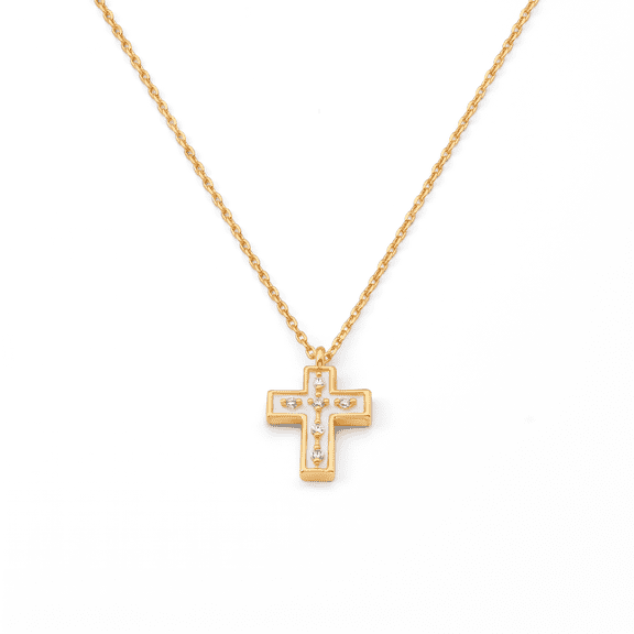 Metal Masters Dainty 14K Gold Plated Enamel Cross Pendant Necklace for Women, Adjustable 16 to 18 Inch Chain