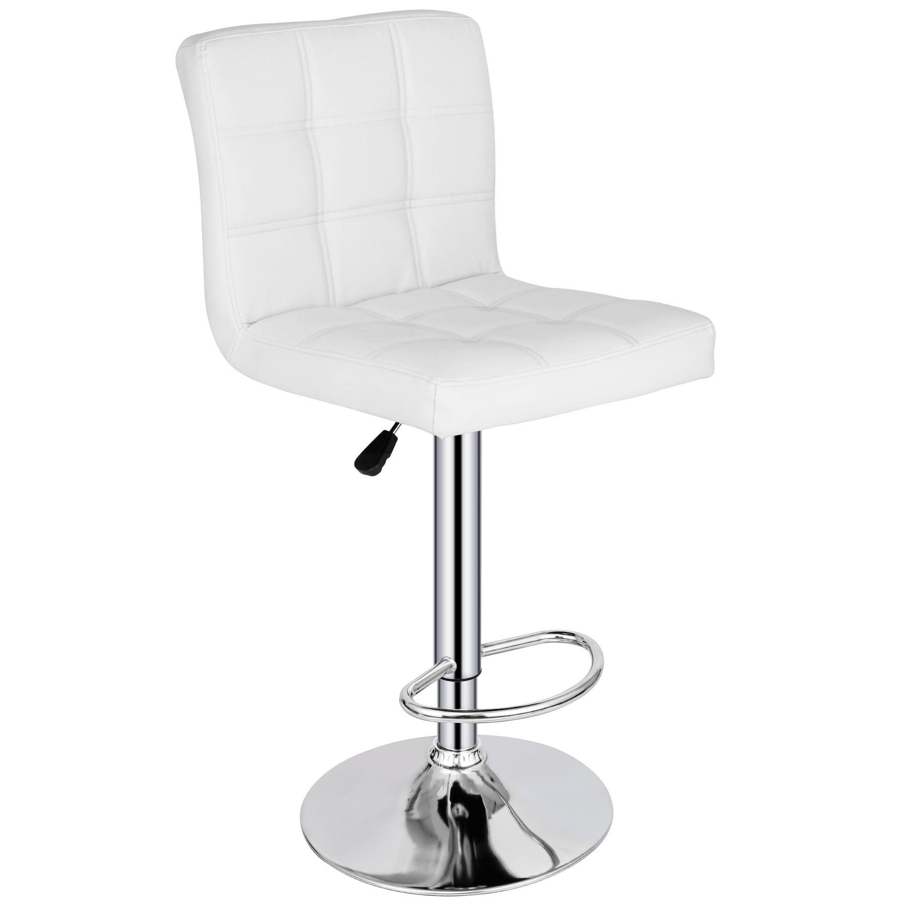 ZENY Set of Two Home Height Adjustable Armless Spa Bar Stools 360-Degree Swivel, White