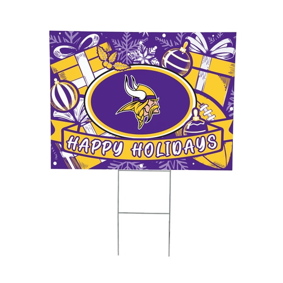 Minnesota Vikings 24" x 18" Happy Holidays Christmas Outdoor Staked Yard Sign