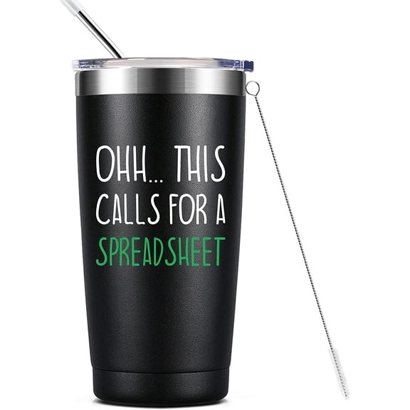 This Calls For A Spreadsheet- Accountant Gifts- Funny Gifts For Boss, Coworker, Employee, CPA, Women, Men- 20oz Vacuum Insulated Stainless Steel Tumbler with Lid, Spreadsheet Mug, Christmas Gifts