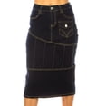 thumbnail image 6 of Be-Girl Women's Dark Wash Denim Midi Skirt, Contrast Stitching, Paneled Pencil Style - SG-79201, 6 of 6