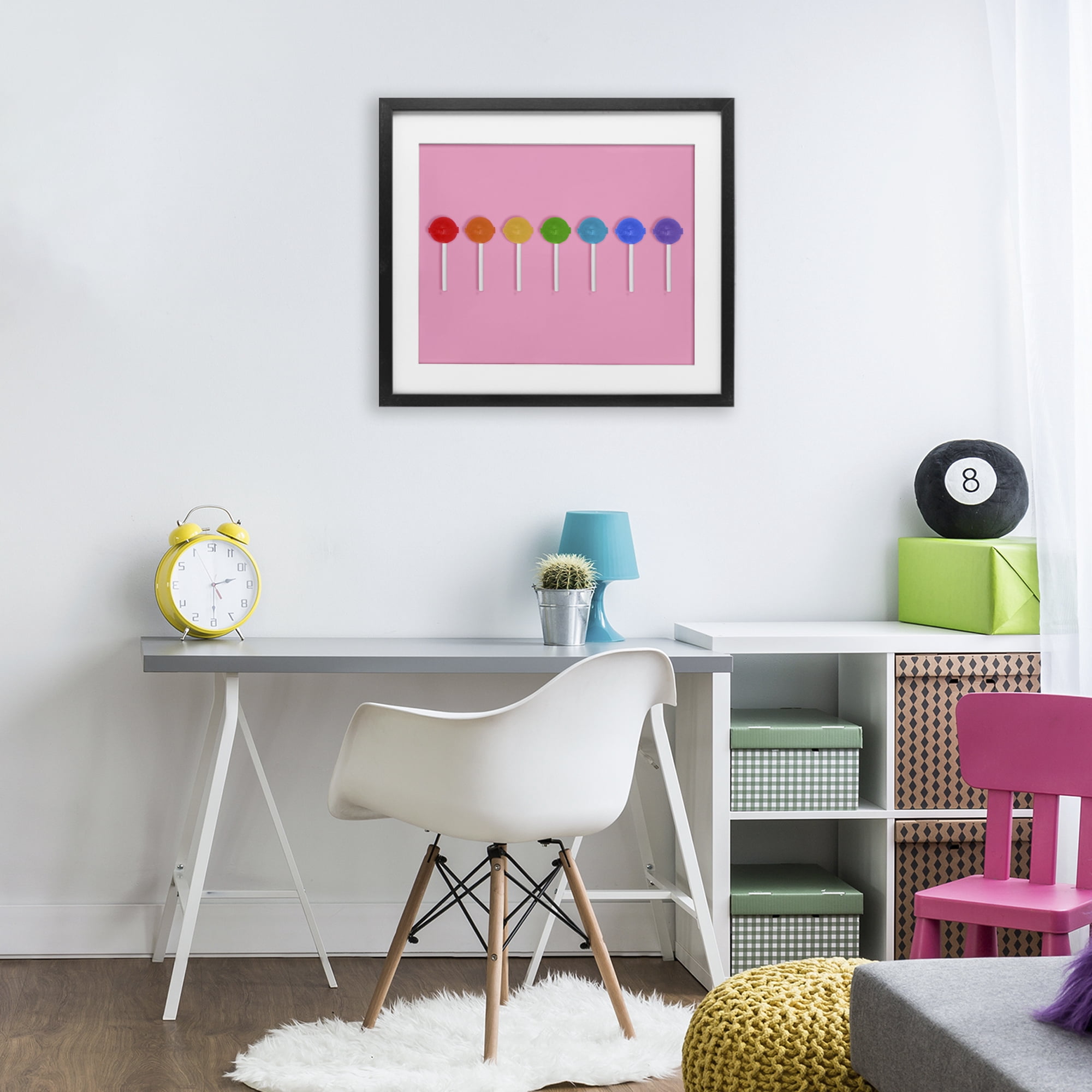 Stupell Industries Row of Rainbow Lollipops Black Framed Print Under Glass, design by LISH Creative