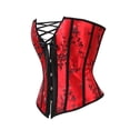 thumbnail image 2 of Corset Top For Women Sexy Bustiers Lingerie Floral Lace Up Corset Tops Burlesque Satin Overbust Corselet, 2 of 6