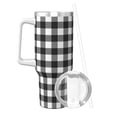 thumbnail image 2 of KLL Black White Plaid Print 40oz Stainless Steel Insulated Car Cup Coffee Mug with Spillproof Lid - Keep Your Drink Hot or Cold on the Go, 2 of 8