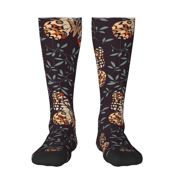 Fotbe Butterfly1 Calcetas Divertidas Estampadas para Hombre y Mujer, Calcetas de Algodón hasta la Rodilla para Caminar, Correr, Enfermería y Embarazo