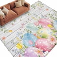 thumbnail image 6 of Easter Eggs Area Rug 5x7 Washable Rug Non Slip Spring Daisy Eucalyptus Leaves Gray Wooden Large Area Rug Soft Stainresistant Indoor Floor Carpet for Living Room Bedroom Home Office Dining Room, 6 of 8