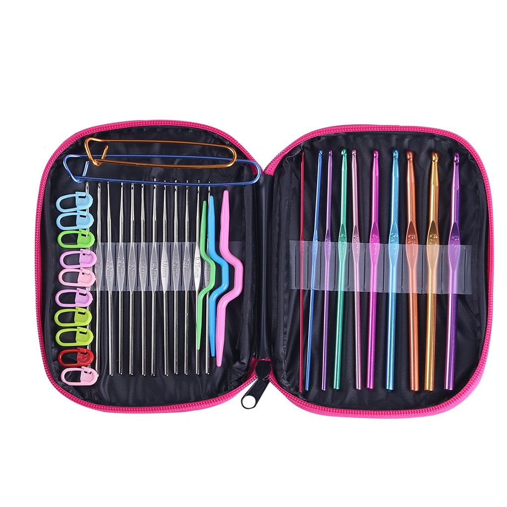 100pcs Crochet Set Aluminium Multicolore Aiguilles avec outils pour la couture 