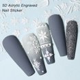 thumbnail image 3 of Snowflake Nail Art Sticker Decals 5D Embossed Christmas French White Snowflake Self-adhesive Nail Art Decoration Accessories Snowflakes Lace Lattice Elk Classic Winter Design, 4 Sheets, 3 of 7