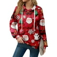 thumbnail image 3 of Hoodies For Women Oversized Winter Cute Sweatshirts Pullover Trendy Fall Clothes, Christmas Print Lightweight Design without Pockets for Comfortable Fall Winter Wear,Wine,M, 3 of 6