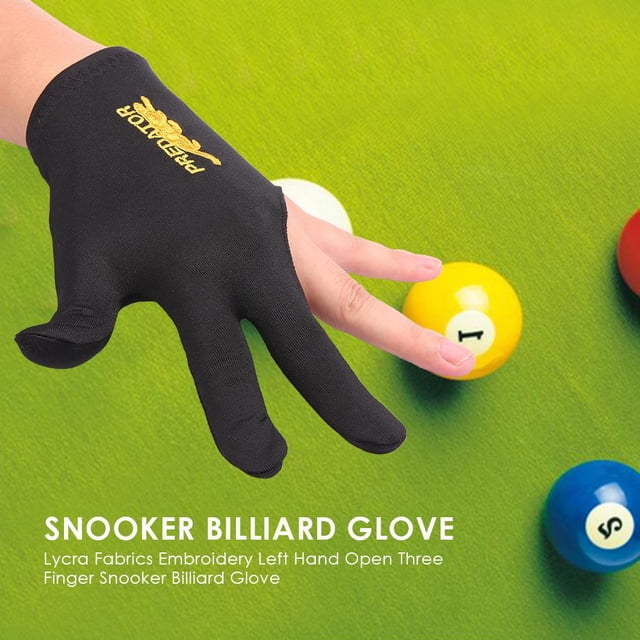Guante de billar de snooker con tres dedos abiertos para mano izquierda con bordado de telas de licra Tmvgtek 6fh2nv3kz4un1xf6
