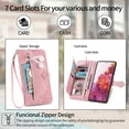 thumbnail image 4 of Dteck Case for Samsung Galaxy S20 FE 5G,Magnetic Leather 7 Card Slots Zipper Wallet Case Shockproof Rubber Kickstand Cover with Wrist Strap for Galaxy S20 FE, Pink, 4 of 7