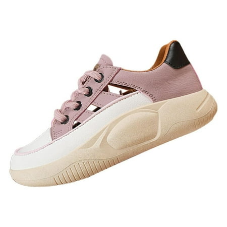 

Women Chunky Sneakers Female Summer Shoes PU Fashion Breathable Thick Soled Lace 35