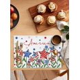 thumbnail image 2 of Patriotic Floral Placemats Set of 4,Washable Woven Burlap Cloth Fabric Placemat for Square/Rectangle/Round/Oval Dining Table,Easy Clean Place Mats for Kids Stars 4th of July Memorial Day White, 2 of 6