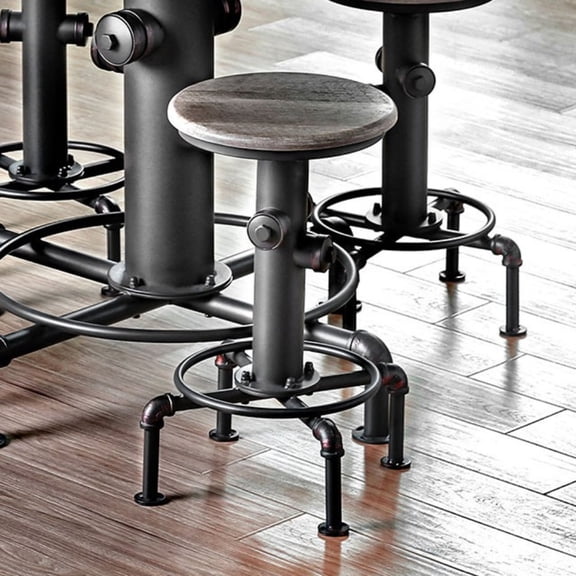 Fire Hydrant Shape Metal Counter Height Chair Set of 2 Antique Black - Saltoro Sherpi