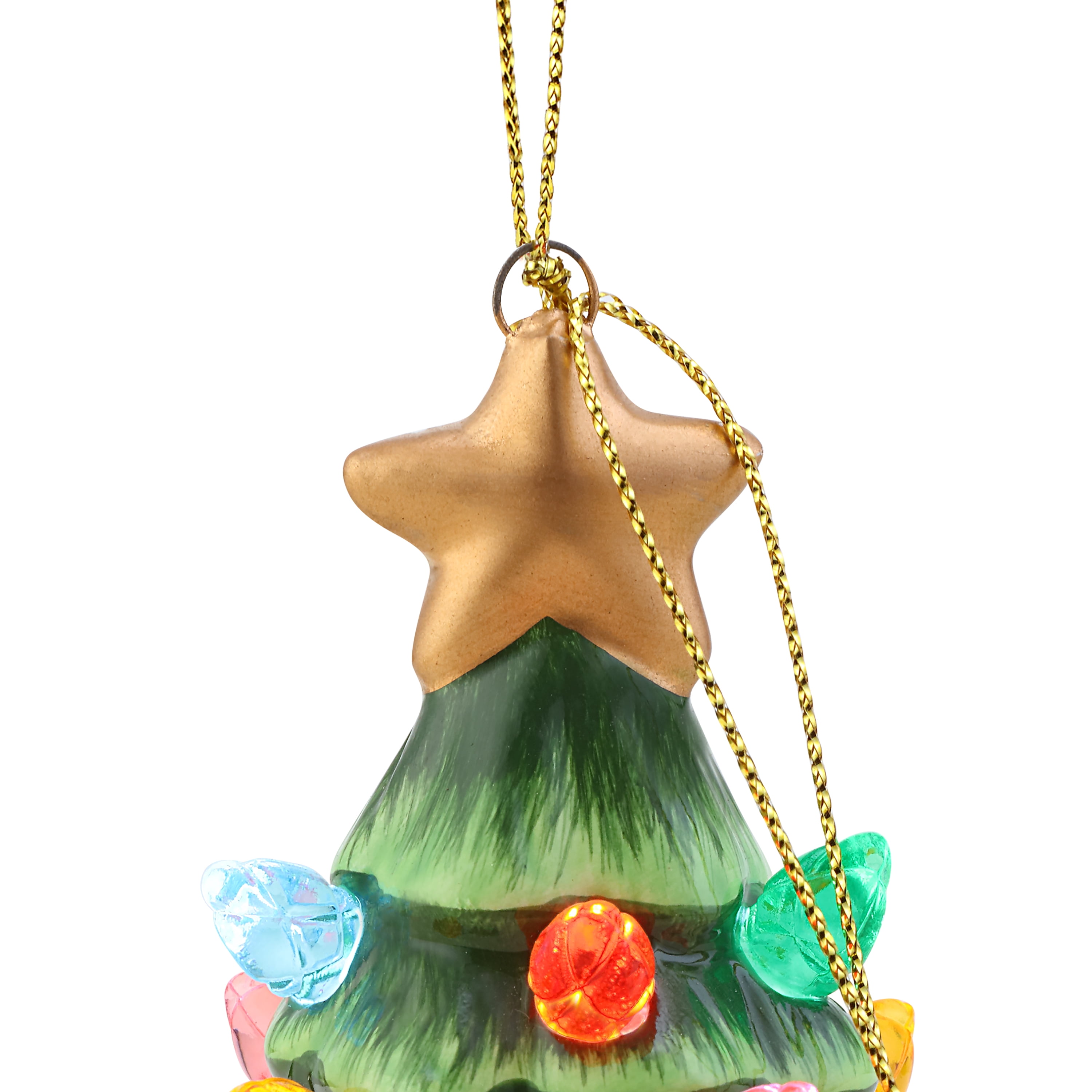 Mr. Christmas 4" Nostalgic Ceramic Lit Tree Ornament Decoration, Green