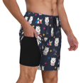 thumbnail image 2 of Balery Llamas 1 Bañador para hombre, shorts de playa de secado rápido con entrepierna y forro de compresión-Small, 2 of 6