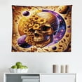 thumbnail image 2 of Ambesonne Trippy Wall Hanging Tapestry, Neo Trad Floral Skull Leaves, 28"x23", Apricot Blue Violet Taupe, 2 of 3