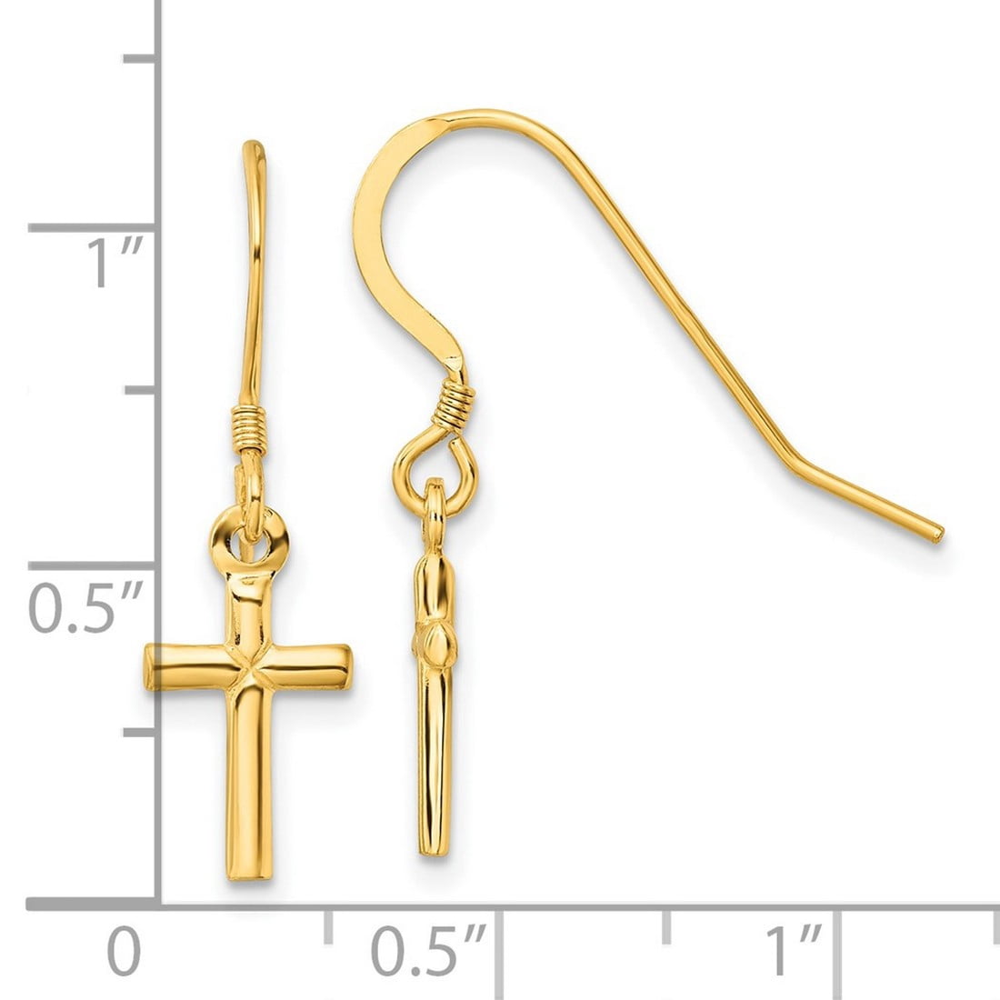 925 Sterling Silver Gold-tone Polished Religious Faith Cross Shepherd Hook Earrings 29.65x8.5mm Wide Stud Earring for Wo