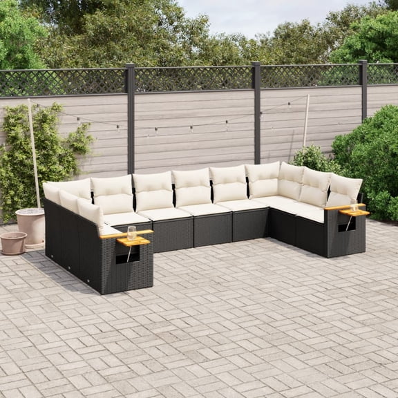 vidaXL Garden Sofa Set Black PE Rattan Large