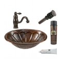 thumbnail image 1 of Premier Copper Products BSP3-LO19RSBDB Oval Sunburst Self Rimming Sink with Vessel Faucet, 1 of 4