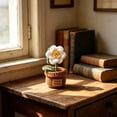 thumbnail image 5 of Artificial Crochet Flower Pot, Handmade Knitted Mini Potted Plant, Faux Floral Desk Decor, Soft Yarn Arrangement for Home Office Shelf Tabletop Accent Gift Idea, 5 of 6