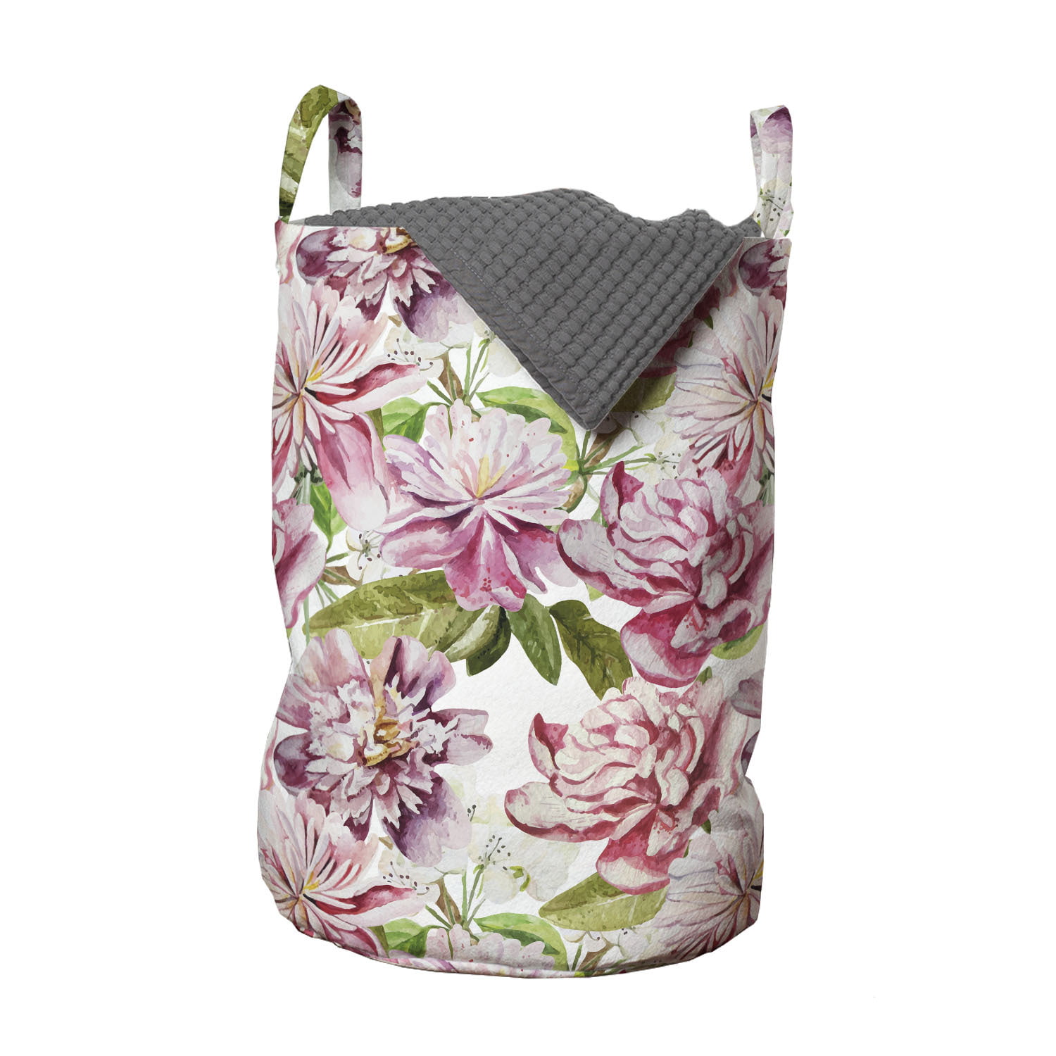Ambesonne Flower Art Laundry Bag Hamper Basket with Handles Laundromats