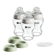 Tommee Tippee Natural Start Glass Baby Bottle, Cup or Jar Set, 9oz, Slow Flow Breast-like Nipple for a Natural Latch and Leak-proof Travel Food Jar Lids