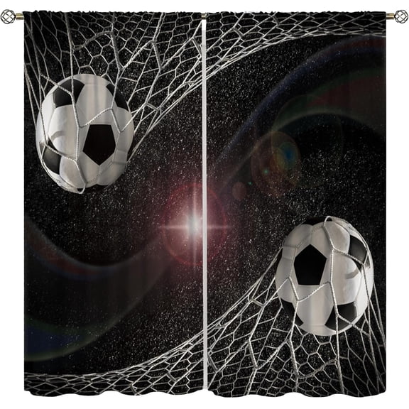 Football Sports Theme Curtains for Boys Kids Bedroom Window Treatments,Soccer Ball Game Pattern Decor Window Curtain Panels 2 Set 42x54 Inch