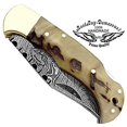 thumbnail image 3 of Best.Buy.Damascus1 Ultimate Folding Knife Blue Wood Pocket Knife Compact, Damascus Knife - Ideal knives for Outdoor, Survival, Camping & Everyday Use Knife Set, 3 of 17