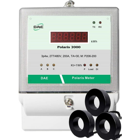 DAE P206-200-S Kit, 200A, 277/480v, UL kWh Smart Submeter, Polaris 2000, 3Phase, 3 CTs (inner dia. 1.02")