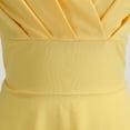 thumbnail image 6 of Rigardu Fashion Casual V-Veck Solid Length Knee Short Dress Sleeve Color Women's Women's Dress Yellow + XXL, 6 of 8