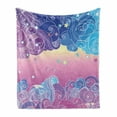 thumbnail image 1 of Crazy Art Soft Flannel Fleece Throw Blanket, Fantasy World Pattern of Dreamy Clouds Spirals Stars Color Change Effect, Cozy Plush for Indoor and Outdoor Use, 70" x 90", Multicolor, by Ambesonne, 1 of 5