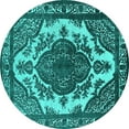 thumbnail image 1 of Ahgly Company Indoor Round Oriental Turquoise Blue Industrial Area Rugs, 8' Round, 1 of 4