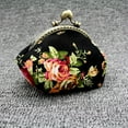 thumbnail image 2 of Lady Vintage Flower Mini Coin Purse Wallet Clutch bag(Black), 2 of 6