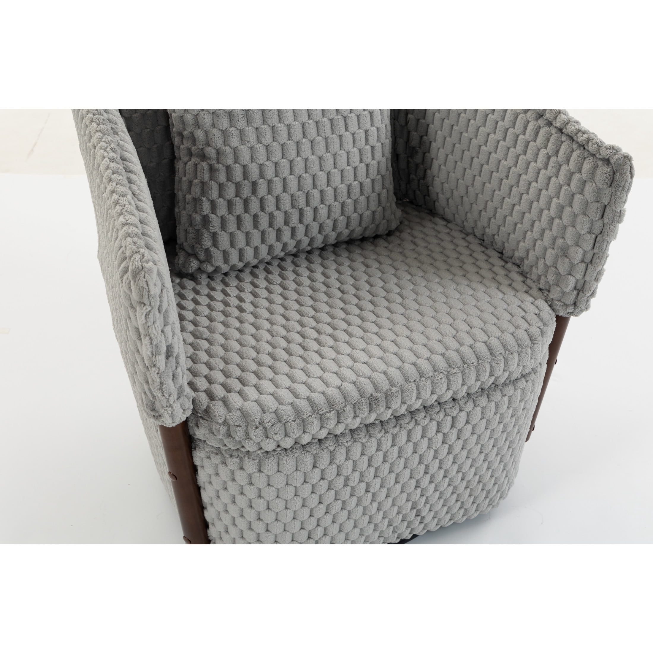 GDF Studio Derwin Mid-Century Modern 360° Swivel Accent Chair with Storage, Reading Armchair for Living Room, Grey