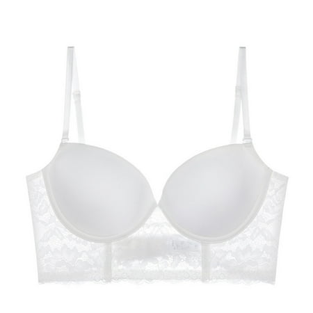

Spdoo U-shaped Backless Bra Lace Glossy Invisible Beauty Back Bra White 34D