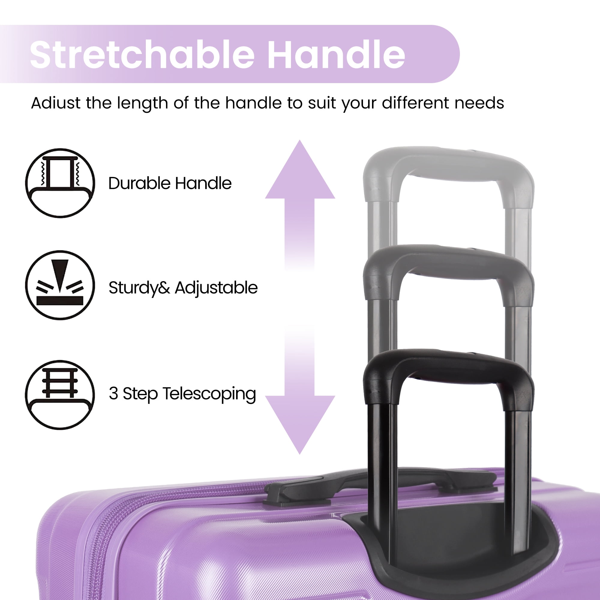 New York Xpress 2 Piece Luggage Set Hardside Expandable Lightweight with TSA Lock & Spinner Wheels, 20"/29", Lavender - La13801
