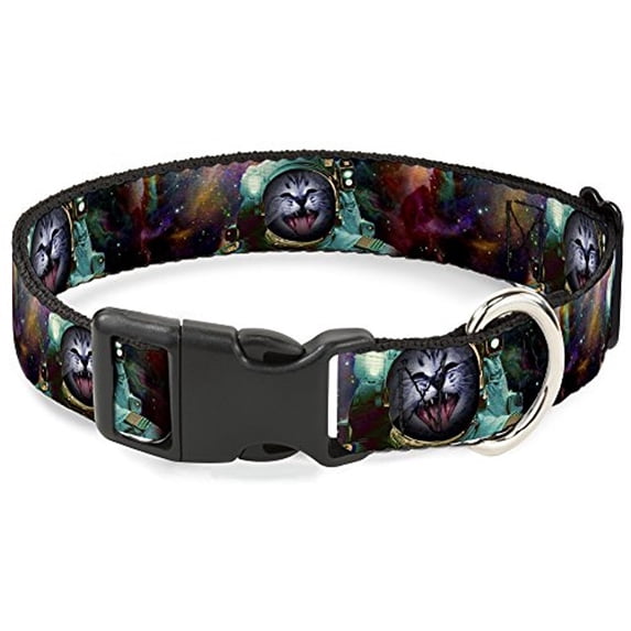 Buckle-Down BAC-W30172-NL Breakaway Cat Collar, 1 2" Wide - Fits 9-15" Neck - Large, Space Cats