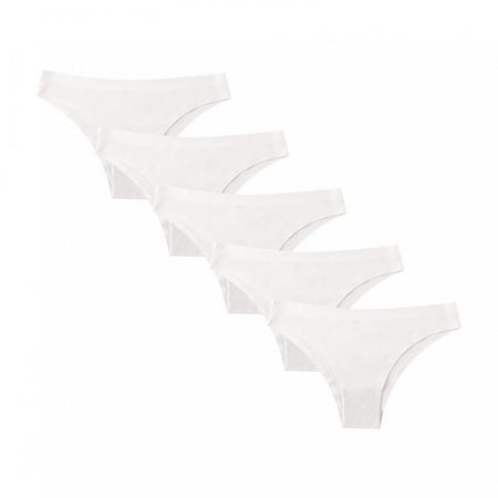 

LoyisViDion 5Pcs Women Silky Comfy Low Waist Panties Breathable Nylon Has Elasticity Underpant White 4(S)