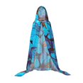 thumbnail image 7 of Honeii Blue Butterflies Print Poncho Cape, Cloak Coat, Snuggly Hooded Wearable Blanket, Hooded Cape For Teenagers,Halloween Costumes-Large, 7 of 7