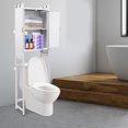 thumbnail image 3 of Loyalheartdy Toilet Storage Cabinet 3 Tier Bathroom Shelf Space Saving Freestanding Over Toilet Bathroom Storage Organiser Cabinet with Double Door Each Tier Load 33.07lbs White, 3 of 12