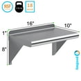 thumbnail image 3 of AmGood 10 in. x 16 in. Stainless Steel Wall Shelf | NSF Certified | Appliance & Equipment Metal Shelving | Kitchen, Restaurant, Garage, Laundry, Utility Room, 3 of 8