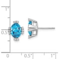 thumbnail image 2 of 14k White Gold Oval Blue Topaz and Diamond Earrings - 10.9mm, 2 of 4